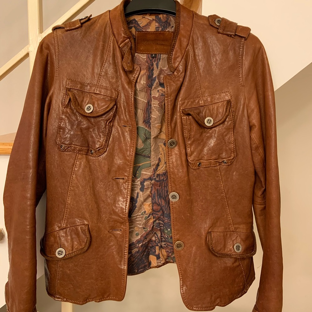 Brown Leather Belle Fare Jacket